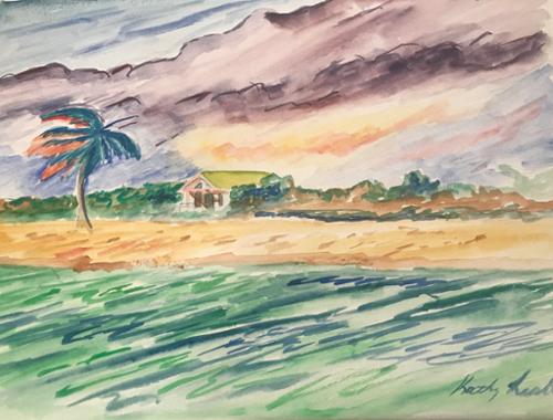 8 1/2 x 11 Water color of the island of Anegada in the British Virgin Islands. Selling for $150