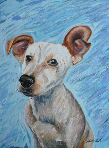 16 x 20 Acrylic on canvas of a young dog. Original for sale $250