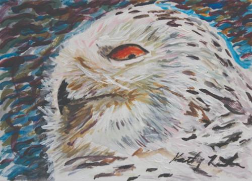 Mixed media on paper notecard. Sold, prints available