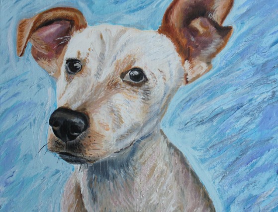 Woofie The Dog 18x20 acrylic on canvas of a fine art painting of a dog